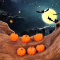 Set of six mini orange resin pumpkin figurines for Halloween scene decoration - Style E Pumpkin