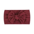 Soft dark red nylon baby headband featuring a large knitted bow with high elasticity - Burgundy