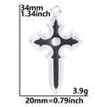 Dettaglio delle dimensioni del ciondolo a croce gotica in acciaio inox nero e argento - Ciondolo / Color Acciaio