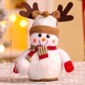 Plush Christmas snowman doll with reindeer hat and striped scarf, height 20cm - Big Snowman-206-Small