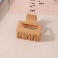 Minimalist square matte hair claw clip in beige color for elegant hair styling - Bulk Packaging / Khaki