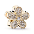 Golden flower charm bead with sparkling crystals for DIY bracelets and jewelry necklaces - 046-Brilliant Flower