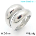 Polished silver stacked stainless steel ring with a wide double-layer mirror finish - US 9 / Silver Mirror Overlap Style (KR110693-KJX) / Silver