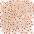 DIY cream acrylic beads with red heart pattern for jewelry making and bracelets - 4x7mm (100 Pcs/Pack) / Luminous Transparent White & Red Heart Beads