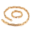 Conjunto de collar y pulsera de cadena con eslabones de grano de café en color oro - Conjunto de joyería dorado (KS138738-Z)