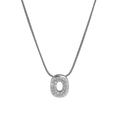 Silver snake chain necklace featuring a crystal-encrusted oval O letter pendant - Silver O / Silver