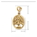 Technical dimensions of gold tree of life stainless steel pendant charm 24mm x 12mm - YF231x3 / Gold