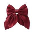 Elegant glossy red satin bow hair clip for girls, featuring a smooth silk-like finish - Wine Red (33)