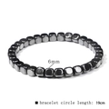 Elastic hematite bracelet featuring 6mm square beads with 19cm inner circumference - Square Metallic 6mm