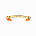 Gold stainless steel C-shaped cuff bracelet with orange enamel and crown engraving - Mom / Orange