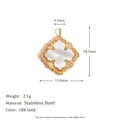 Pendentif losange en acier inoxydable plaqué or 18K avec nacre blanche - Pendentif Losange Coquillage - Or