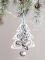 Décoration de Noël en métal argenté, hauteur 16 cm, poids 45 g, ornement festif élégant - Argenté