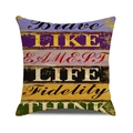 Vintage industrial wood grain pillow cover with printed typography like Brave and Think - Style 21/THINK / 45cmx45cm