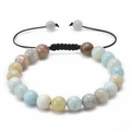Bracelet ajustable en pierres naturelles perles œil de tigre et corde tressée noire - Amazonite