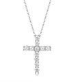 Silver S925 sterling silver cross necklace with sparkling cubic zirconia stones - Style 5 / 45+5cm