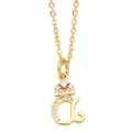 Collana dorata con ciondolo lettera 'a' minuscola, corona e cristalli brillanti incastonati - Lettera A