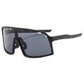 Gafas de ciclismo con montura negro mate, motas blancas y lentes de pantalla gris oscuro - Montura Negra Lente Gris