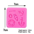 Pink silicone marine theme mold with anchor and lifebuoy shapes, size 7x7cm - 1# Anchor Ocean Theme / Pink