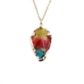 Collana con pendente a freccia in cristallo arcobaleno e catena dorata per donna - Sfumatura arcobaleno