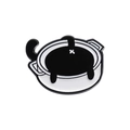 Kreativer Emaille-Anstecker mit schwarzer Katze in weißem Kochtopf Design - Schwarz Weiß Katze (sxz032-8)
