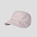 Detailed side view of washed cotton cap showing parallel stitching on wide sun visor - M (56-58cm) / Beige