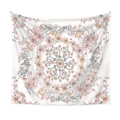 Mandala floral wall tapestry in soft pink and yellow colors for room decoration - White Pink Rose Mandala