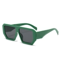 Chic oversized dark green hexagonal sunglasses with dark lenses in a 45-degree angle view - C8 Green Frame Black Gray Lens