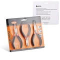Three-piece jewelry plier set with round, needle, and side cutters in retail packaging - Set 12-Card 3-Piece Pliers