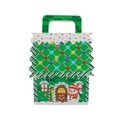 Scatola di caramelle natalizia verde in carta kraft a forma di casa con pupazzo di neve - Casetta di Natale con base verde / Piccolo