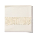 Thick cream white cashmere texture scarf for couples featuring soft fringe tassels - Milky White