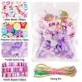 DIY charm kit featuring colorful alphabet beads, strawberry clay beads and purple charms - Purple Series
