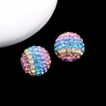 Rainbow striped rhinestone round beads with colorful crystal pavé for jewelry making - 16mm Colorful Round Bead