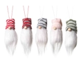 Set di 5 gnomi natalizi in maglia con cappelli a righe e nasi in legno da appendere - Set di 5 Gnomi a Righe