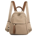 Beige nylon rugzak voor dames met bruine lederen accenten en gouden hardware - Khaki