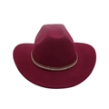 Chapeau de cowboy western classique en feutre bordeaux avec bandeau en strass - Bordeaux