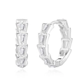 Orecchini a doppio cerchio in argento sterling 925 con zirconi pavé geometrici - Oro Bianco