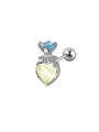 Surgical steel stud earring featuring blue zircon and yellow heart-shaped stone - 0.8x6x3mm / Radish Style Heart - Yellow