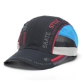Quick-dry baseball cap in dark grey with blue panels and breathable mesh side - Dark Grey Street Patchwork Style (C2)