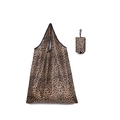 Foldable reusable shopping bag with leopard print and matching small storage pouch - 16kg / 38*58cm / Leopard Print (XC-25)