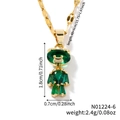 Golden necklace with emerald robot bear pendant featuring detailed dimensions and 45cm chain - Green