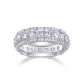 Three-layer eternity ring in S925 sterling silver with sparkling pavé zircons - R13767+gra/black Card / US Size 7 / Circumference 54.3mm