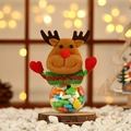 Mini Christmas reindeer candy jar with plush topper and transparent spherical container - Mini Candy Jar [Round Bottle Reindeer]