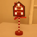 Illuminated wooden Santa Stop Here signpost with red house and LED lights for Christmas - House