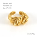 Anello aperto in acciaio inossidabile placcato oro 18k con design a trama irregolare - Oro