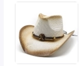 Cappello da cowboy in paglia bianco crema con bordi bruciati e fascia intrecciata - M (56-58cm) / Stile Paglia Bordo Bruciato Bianco Sporco (21) / Bianco Sporco