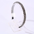 Slim beaded headband with black and gold crystal beads on a transparent frame - Silver + Gold