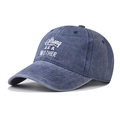 Berretto vintage blu navy lavato con ricamo Strong AS A MOTHER per le donne - Regolabile / Blu navy