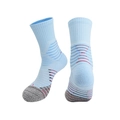 Thick light blue basketball socks with grey and red reinforced stripes for sports - Kids One Size / Light Blue/Rose Red