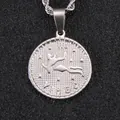 Polished silver Virgo zodiac coin pendant on a twist chain necklace for women - Virgo / Steel
