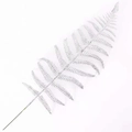 Sparkly silver glitter artificial fern leaf branch for Christmas tree home decoration - 42 cm / Silver